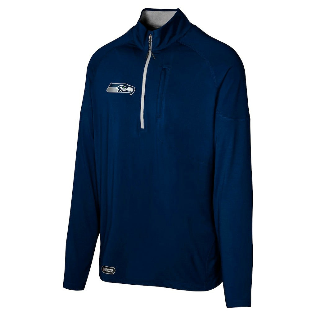 Seattle Seahawks Grind Iron Quarter-Zip Top - College Navy Tops