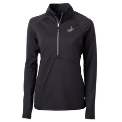 Los Angeles Dodgers Cutter & Buck Women's Adapt Eco Knit Stretch Recycled Half-Zip DryTec Top - Black Tops