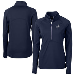 Los Angeles Dodgers Cutter & Buck Women's Adapt Eco Knit Stretch Recycled Half-Zip DryTec Top - Navy Tops