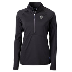 New York Yankees Cutter & Buck Women's Adapt Eco Knit Stretch Recycled Half-Zip DryTec Top - Black Tops