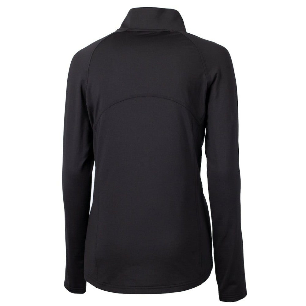 New York Yankees Cutter & Buck Women's Adapt Eco Knit Stretch Recycled Half-Zip DryTec Top - Black Tops