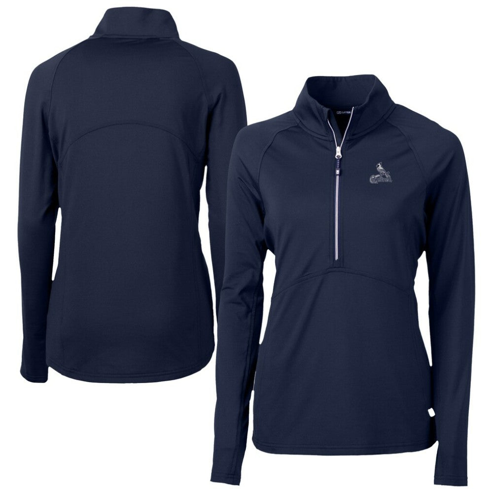 St. Louis Cardinals Cutter & Buck Women's Adapt Eco Knit Stretch Recycled Half-Zip DryTec Top - Navy Tops