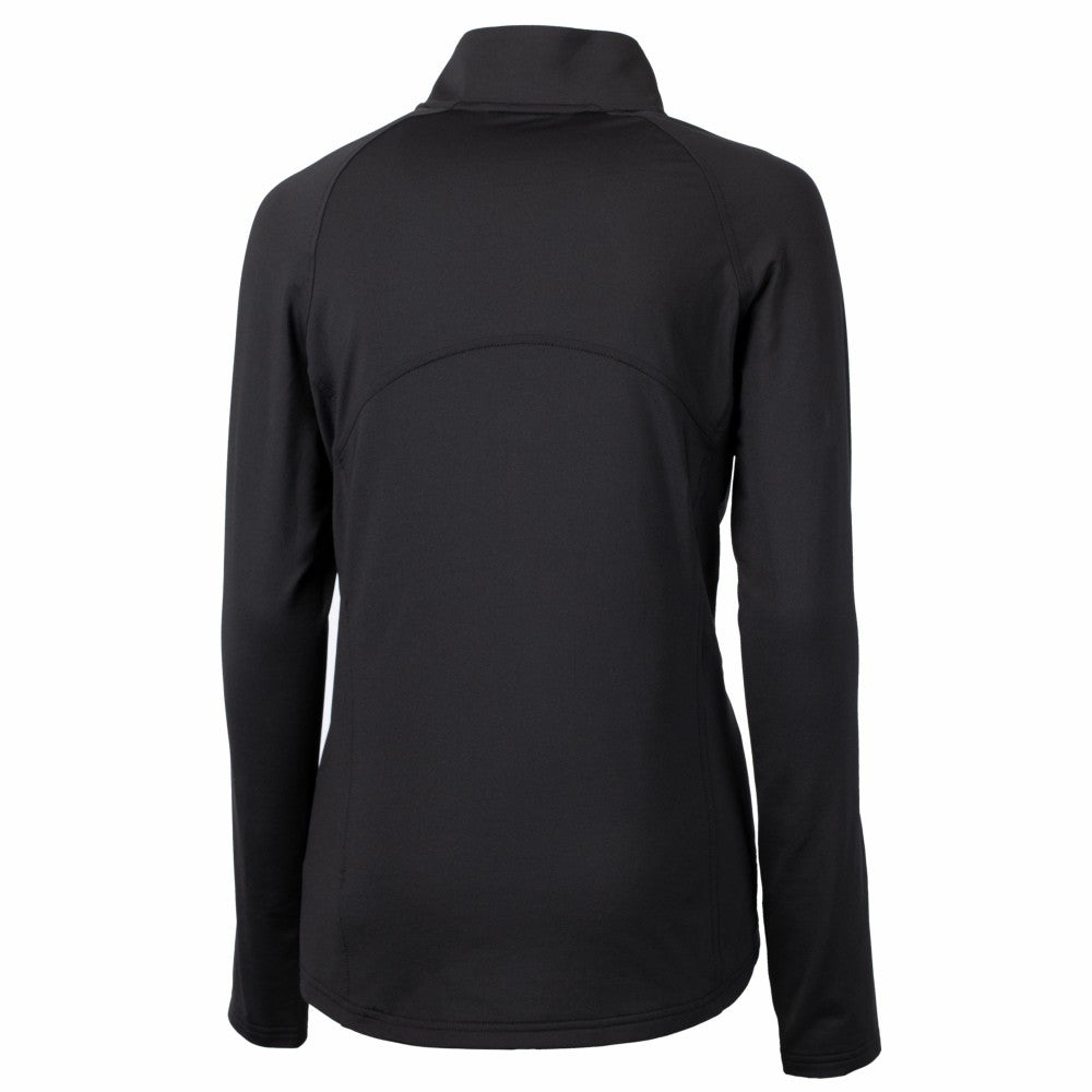 Cleveland Guardians Cutter & Buck Women's Adapt Eco Knit Stretch Recycled Half-Zip DryTec Top - Black Tops