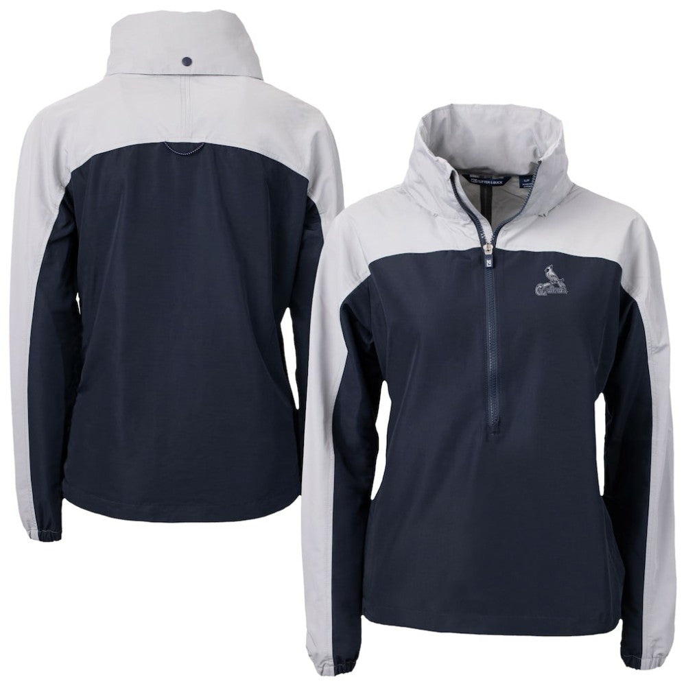 St. Louis Cardinals Cutter & Buck Women's Charter Eco Recycled Half-Zip Anorak Jacket - Navy/Gray Jackets