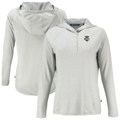 Minnesota Twins Cutter & Buck Women's Coastline Epic Comfort Eco Recycled Raglan Long Sleeve Hoodie T-Shirt - Gray Hoodies