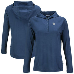 Detroit Tigers Cutter & Buck Women's Coastline Epic Comfort Eco Recycled Raglan Long Sleeve Hoodie T-Shirt - Navy Hoodies