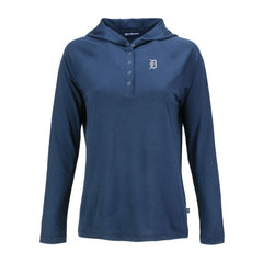 Detroit Tigers Cutter & Buck Women's Coastline Epic Comfort Eco Recycled Raglan Long Sleeve Hoodie T-Shirt - Navy Hoodies