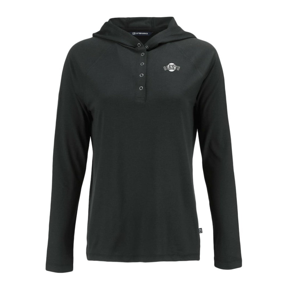 San Francisco Giants Cutter & Buck Women's Coastline Epic Comfort Eco Recycled Raglan Long Sleeve Hoodie T-Shirt - Black Hoodies