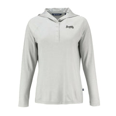 Atlanta Braves Cutter & Buck Women's Coastline Epic Comfort Eco Recycled Raglan Long Sleeve Hoodie T-Shirt - Gray Hoodies