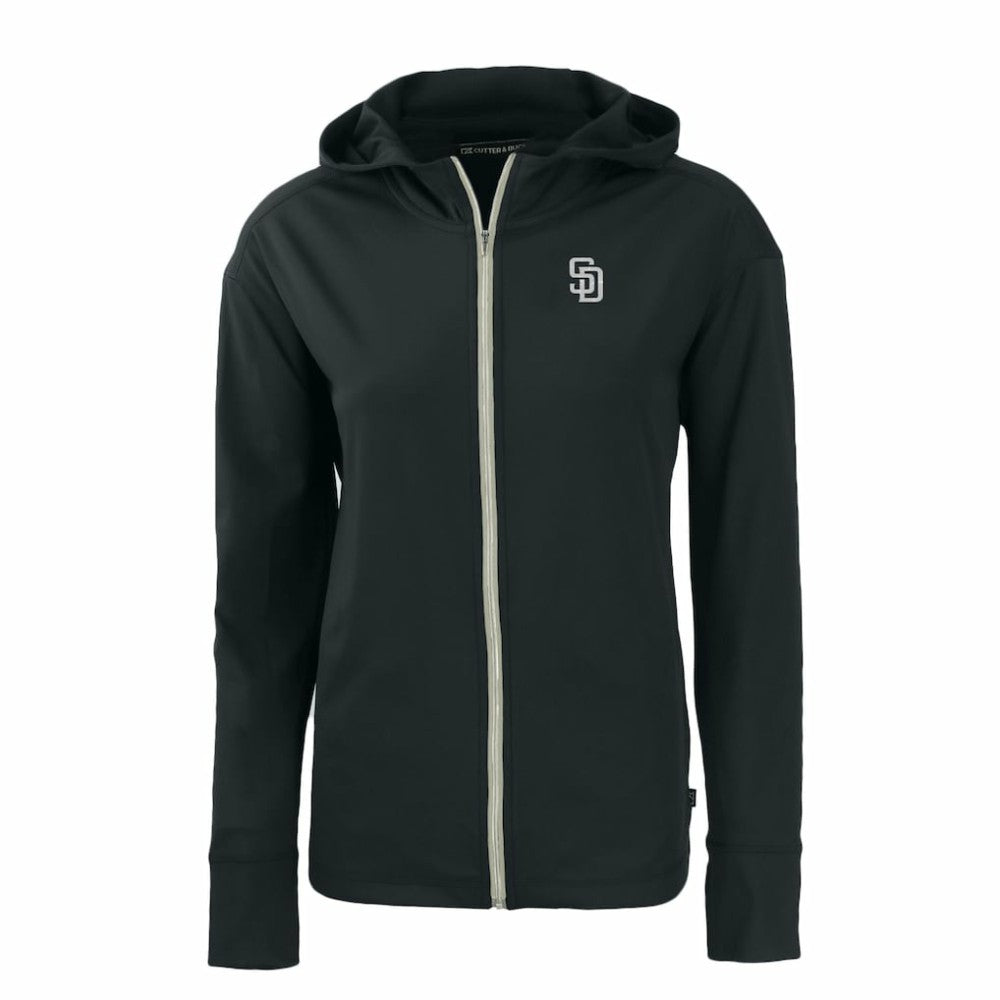 San Diego Padres Cutter & Buck Women's Daybreak Eco Recycled Full-Zip Hoodie - Black Hoodies