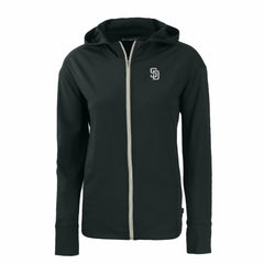 San Diego Padres Cutter & Buck Women's Daybreak Eco Recycled Full-Zip Hoodie - Black Hoodies