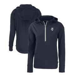 Minnesota Twins Cutter & Buck Women's Daybreak Eco Recycled Half-Zip Hoodie - Navy Hoodies