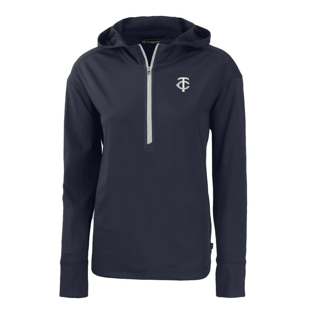 Minnesota Twins Cutter & Buck Women's Daybreak Eco Recycled Half-Zip Hoodie - Navy Hoodies