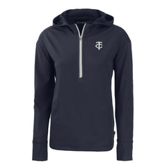 Minnesota Twins Cutter & Buck Women's Daybreak Eco Recycled Half-Zip Hoodie - Navy Hoodies
