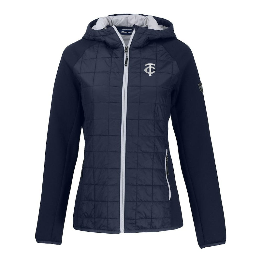 Minnesota Twins Cutter & Buck Women's Rainier Primaloft Eco Full-Zip Hybrid Jacket - Navy Jackets