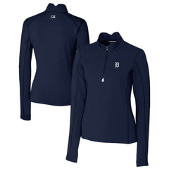 Detroit Tigers Cutter & Buck Women's Traverse Stretch Quarter-Zip Pullover Top - Navy Pullover