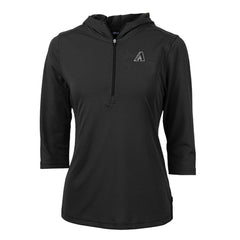 Arizona Diamondbacks Cutter & Buck Women's Virtue Eco Pique Half-Zip 3/4 Sleeve Pullover Hoodie - Black Hoodies