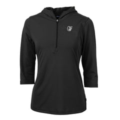 Baltimore Orioles Cutter & Buck Women's Virtue Eco Pique Half-Zip 3/4 Sleeve Pullover Hoodie - Black Hoodies