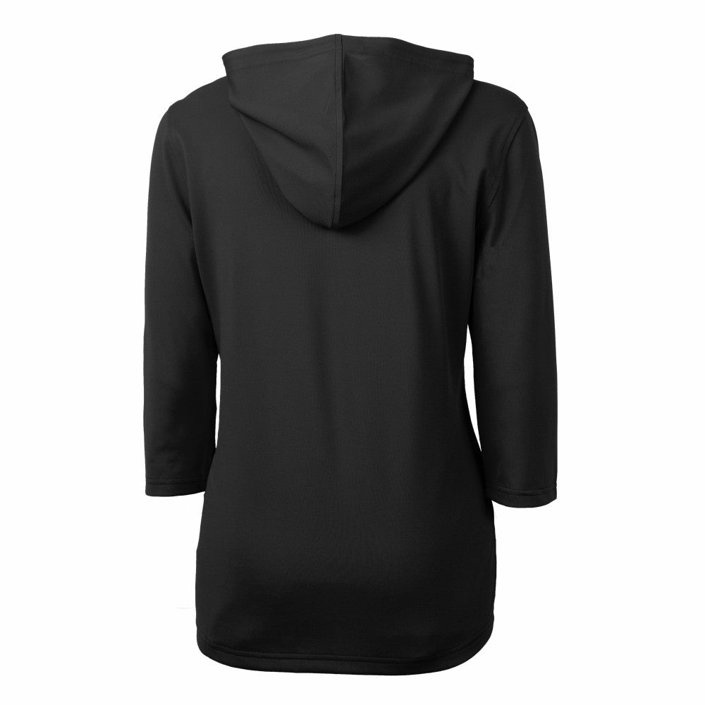New York Mets Cutter & Buck Women's Virtue Eco Pique Half-Zip 3/4 Sleeve Pullover Hoodie - Black Hoodies