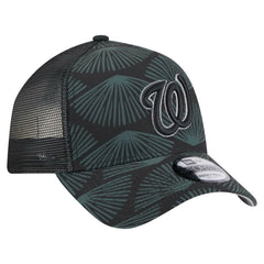 Washington Nationals New Era 9FORTY A-Frame Trucker Adjustable Hat - Black Hats