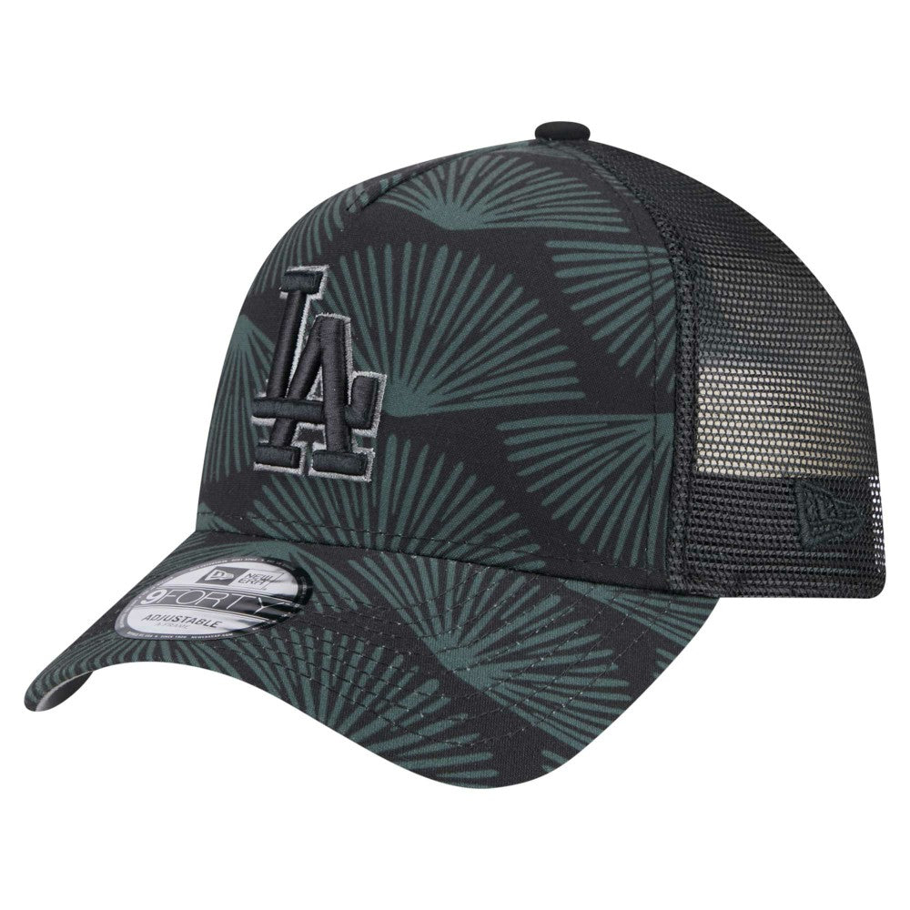 Los Angeles Dodgers New Era 9FORTY A-Frame Trucker Adjustable Hat - Black Hats