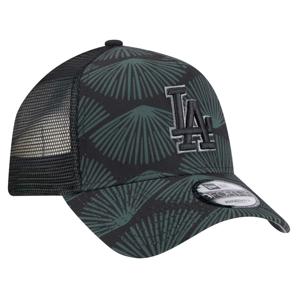 Los Angeles Dodgers New Era 9FORTY A-Frame Trucker Adjustable Hat - Black Hats