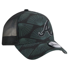 Atlanta Braves New Era 9FORTY A-Frame Trucker Adjustable Hat - Black Hats