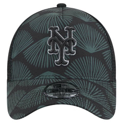New York Mets New Era 9FORTY A-Frame Trucker Adjustable Hat - Black Hats