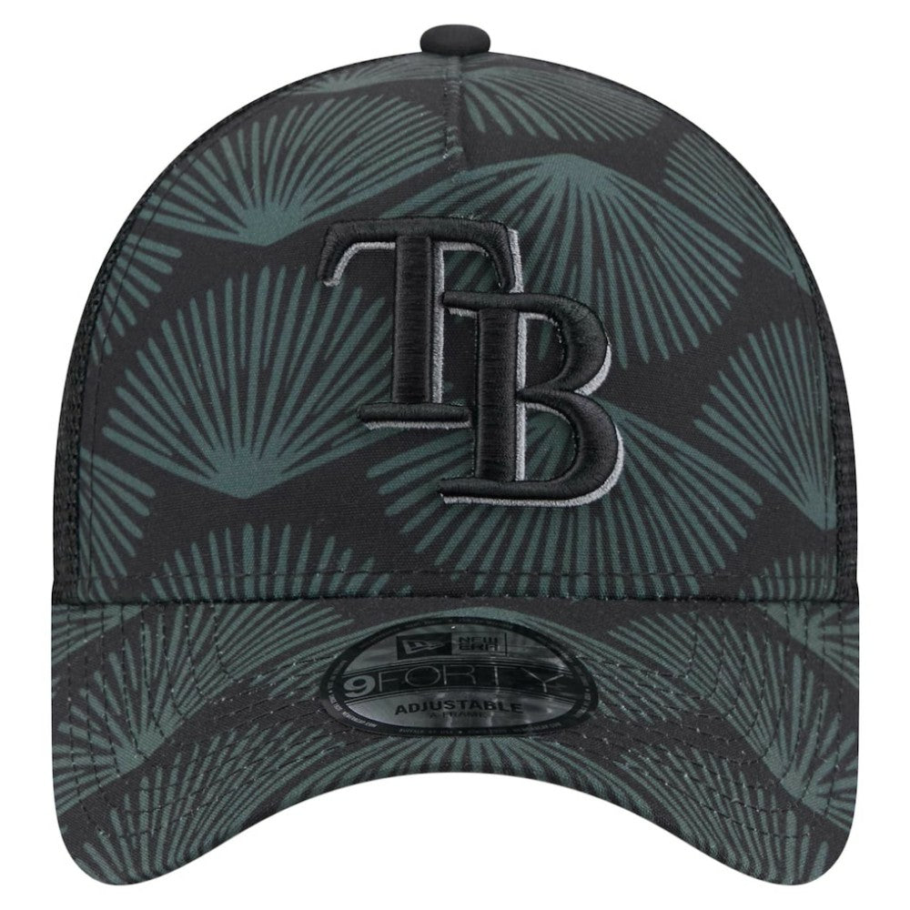 Tampa Bay Rays New Era 9FORTY A-Frame Trucker Adjustable Hat - Black Hats