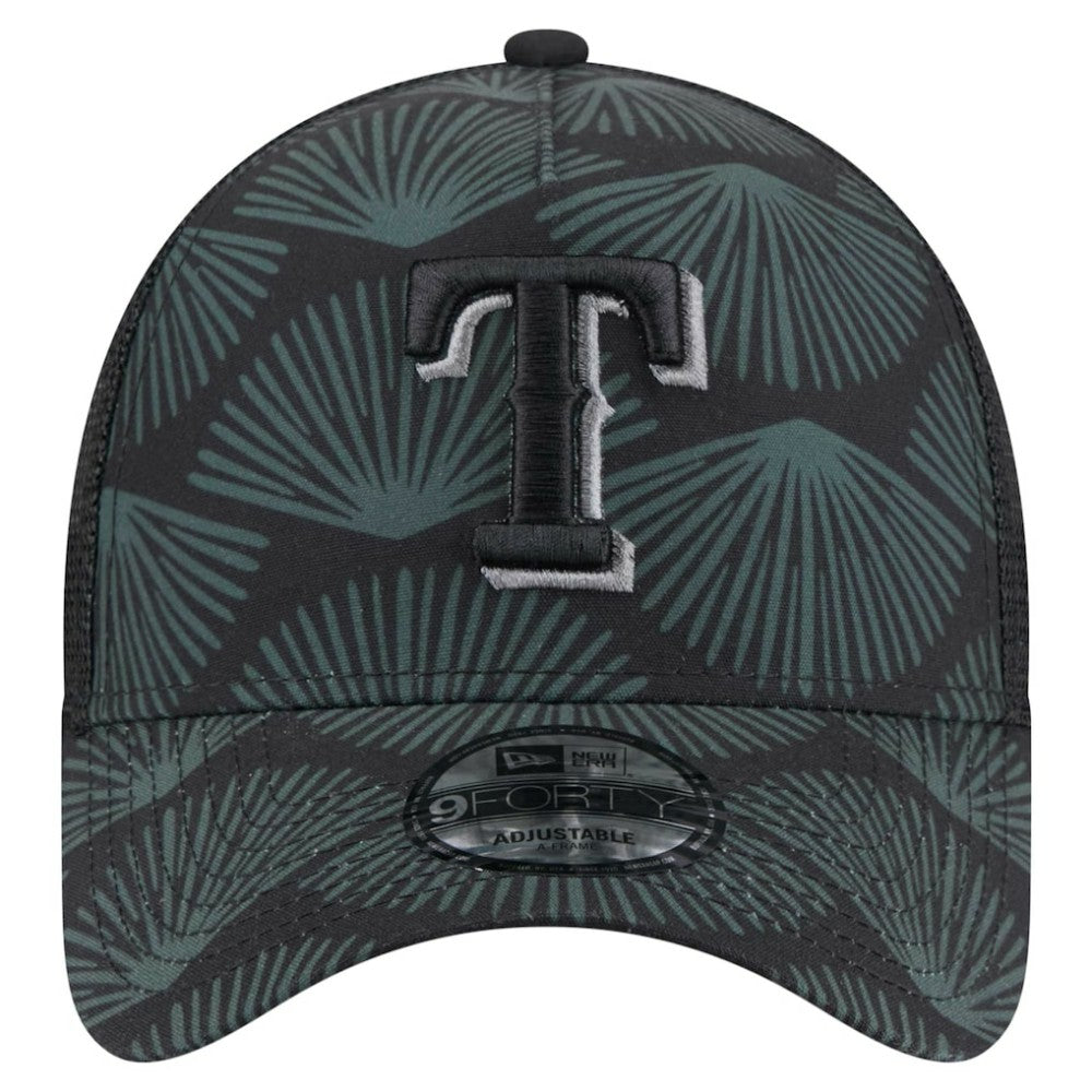 Texas Rangers New Era 9FORTY A-Frame Trucker Adjustable Hat - Black Hats