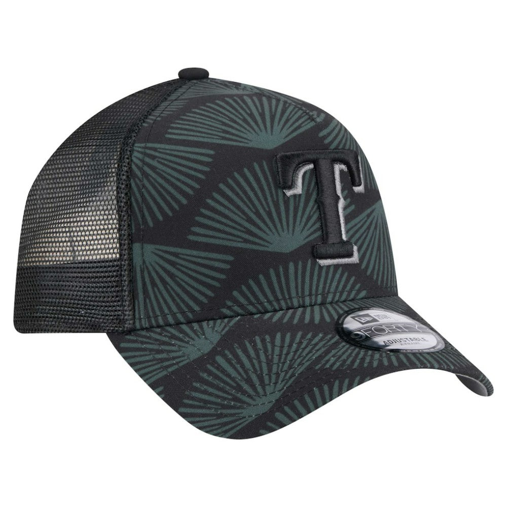 Texas Rangers New Era 9FORTY A-Frame Trucker Adjustable Hat - Black Hats