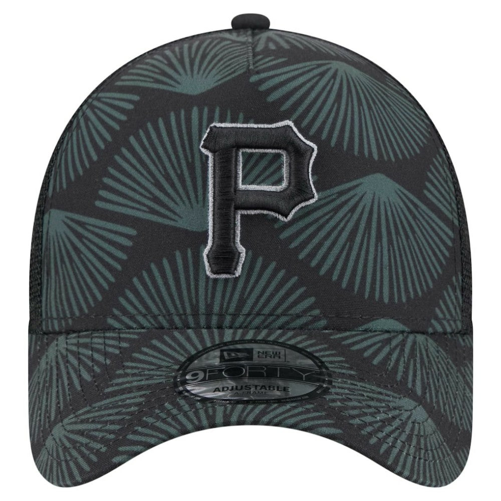 Pittsburgh Pirates New Era 9FORTY A-Frame Trucker Adjustable Hat - Black Hats