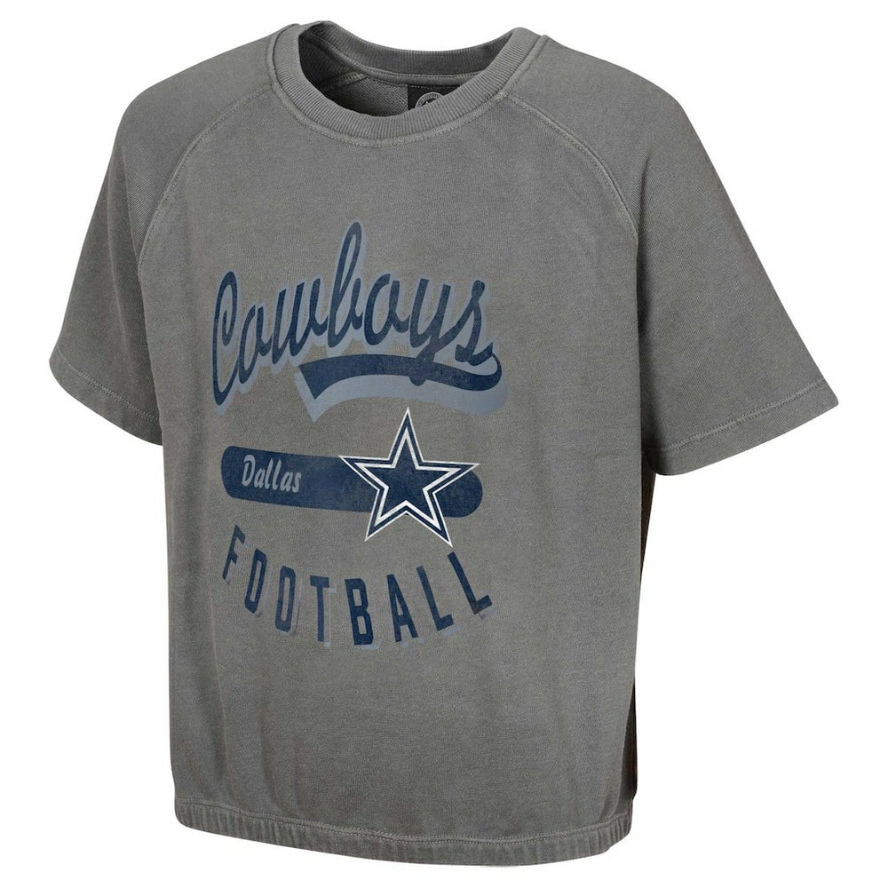 Dallas Cowboys Women's Mineral Wash Short Sleeve Top - Gray Tops