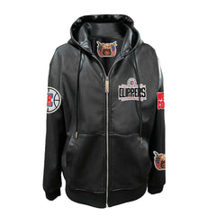 LA Clippers Jeff Hamilton Vegan Leather Full-Zip Hoodie Black