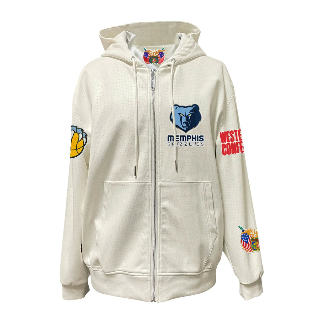 Memphis Grizzlies Jeff Hamilton Vegan Leather Full-Zip Hoodie White