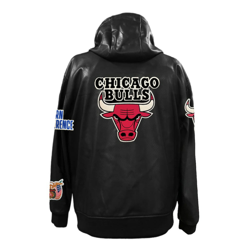 Chicago Bulls Jeff Hamilton Vegan Leather Full-Zip Hoodie Black