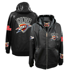 Oklahoma City Thunder Jeff Hamilton Vegan Leather Full-Zip Hoodie Black outlet