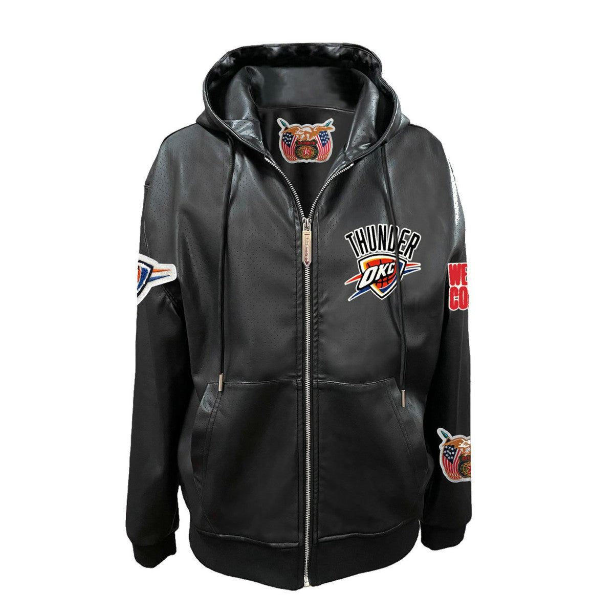 Oklahoma City Thunder Jeff Hamilton Vegan Leather Full-Zip Hoodie Black outlet