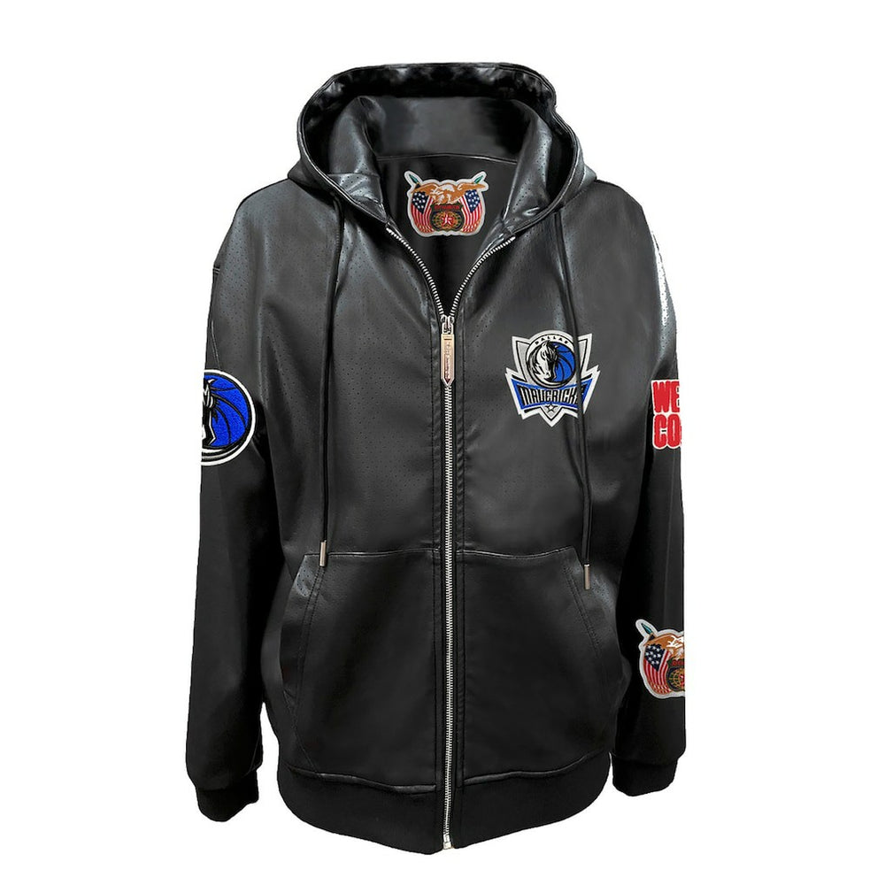 Dallas Mavericks Jeff Hamilton Vegan Leather Full-Zip Hoodie Black