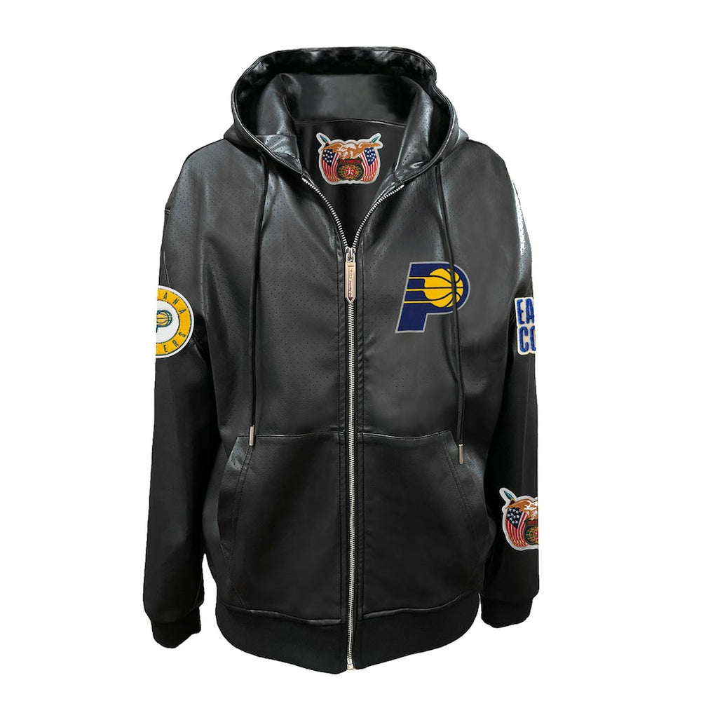 Indiana Pacers Jeff Hamilton Vegan Leather Full-Zip Hoodie Black