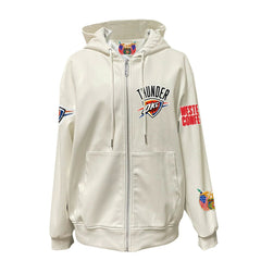 Oklahoma City Thunder Jeff Hamilton Vegan Leather Full-Zip Hoodie White