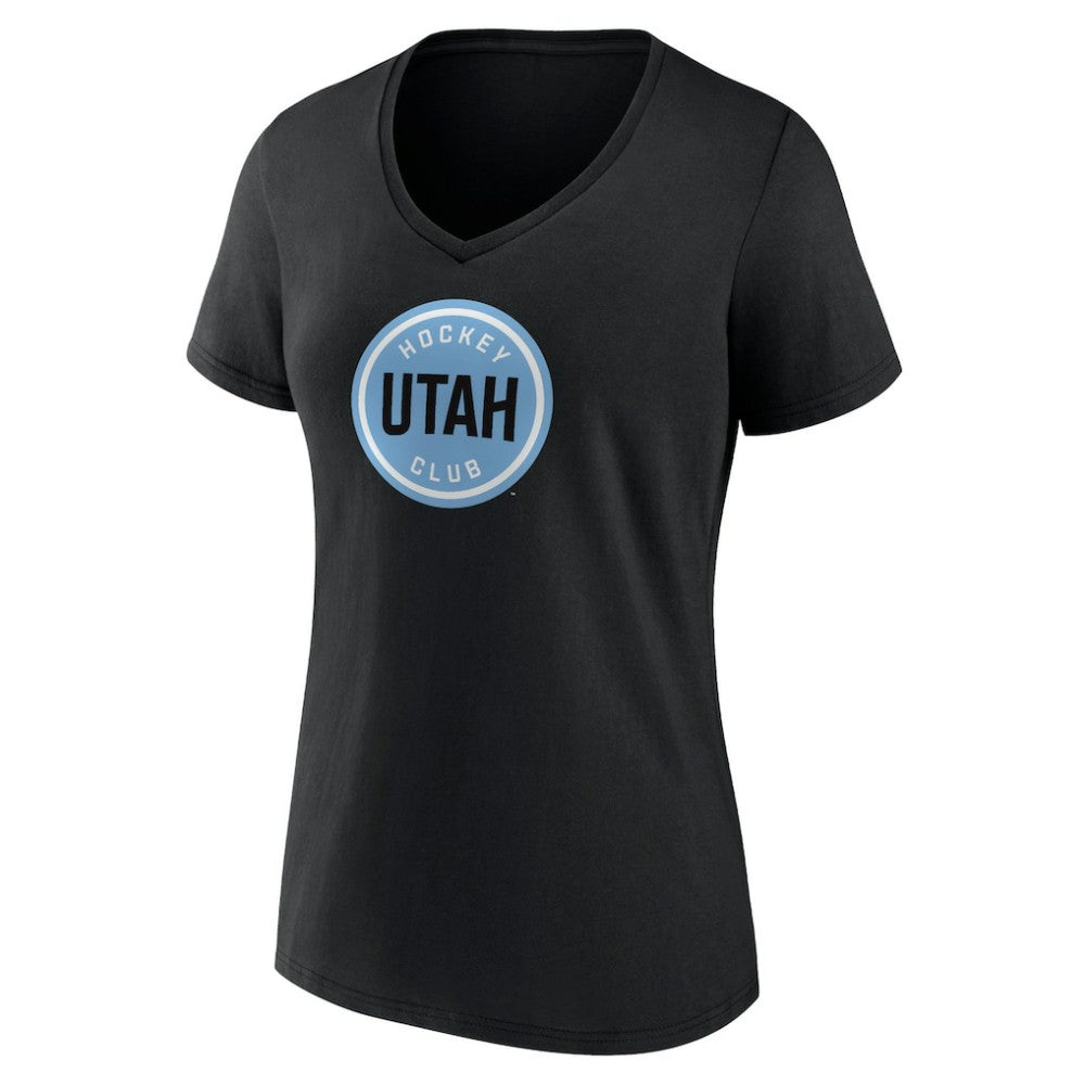 Utah Mammoth Fanatics Women's Draft Logo V-Neck T-Shirt - Black | US 201875555