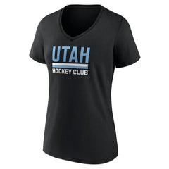 Utah Mammoth Fanatics Women's Secondary Logo V-Neck T-Shirt - Black | US 201875557