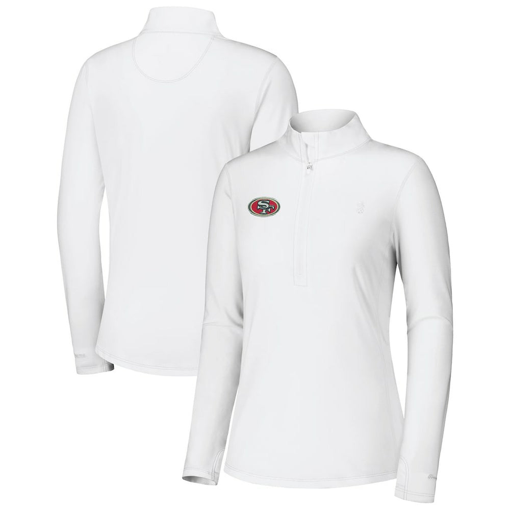 San Francisco 49ers Women's Sport Playa Vista IslandZone Quarter-Zip Jacket - White Jackets