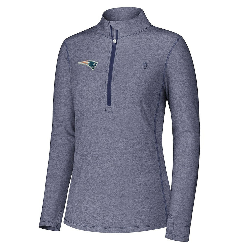 New England Patriots Women's Sport Playa Vista IslandZone Quarter-Zip Jacket - Navy Jackets