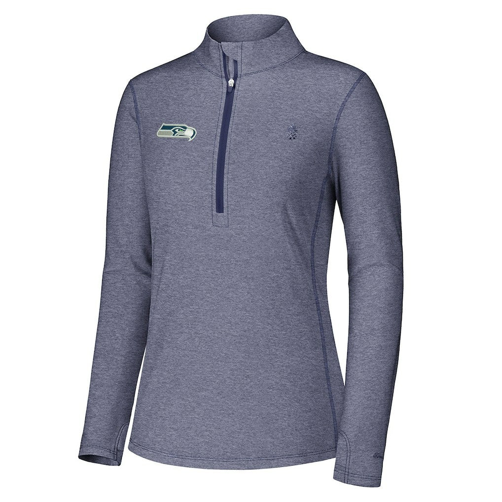 Seattle Seahawks Women's Sport Playa Vista IslandZone Quarter-Zip Jacket - Navy Jackets