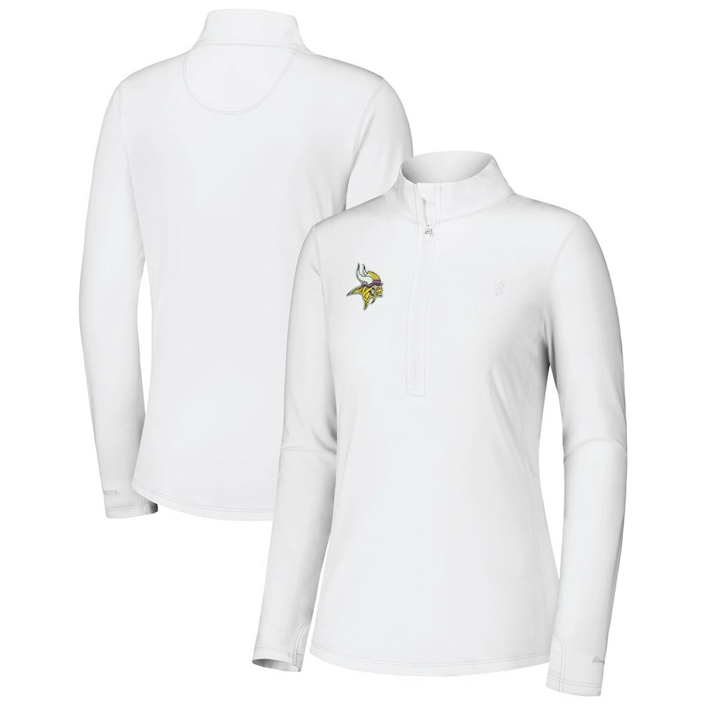 Minnesota Vikings Women's Sport Playa Vista IslandZone Quarter-Zip Jacket - White Jackets