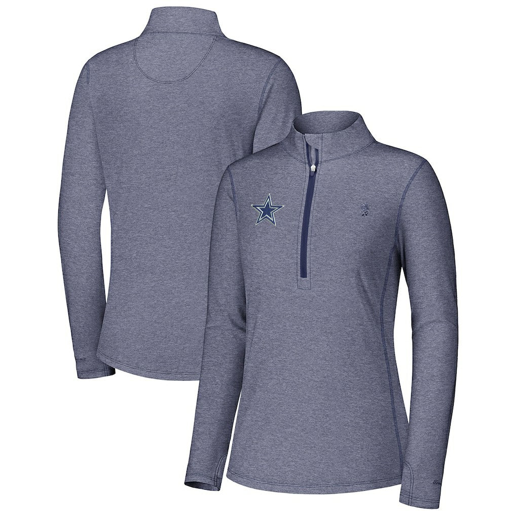 Dallas Cowboys Women's Sport Playa Vista IslandZone Quarter-Zip Jacket - Navy Jackets
