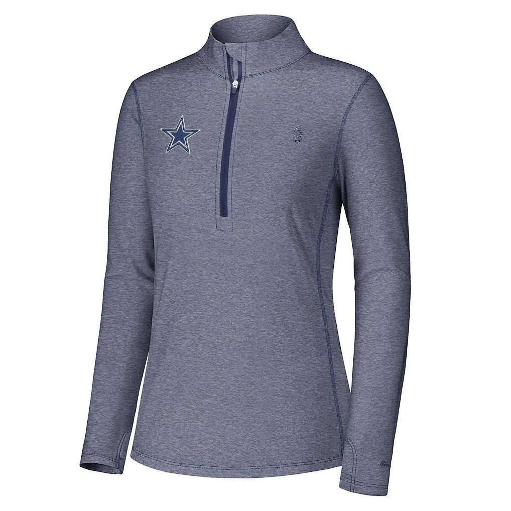 Dallas Cowboys Women's Sport Playa Vista IslandZone Quarter-Zip Jacket - Navy Jackets