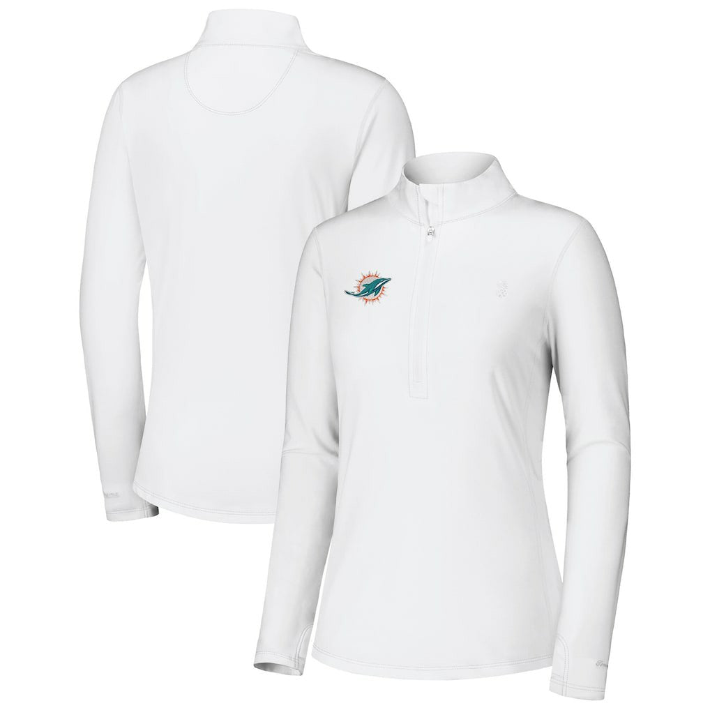 Miami Dolphins Women's Sport Playa Vista IslandZone Quarter-Zip Jacket - White Jackets